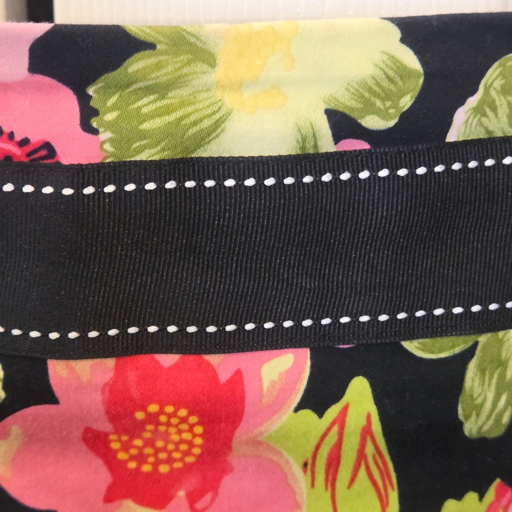 Lily Floral Print Skirt XL Womens Pink Green Black Cotton Lycra Knee Length - Picture 5 of 8